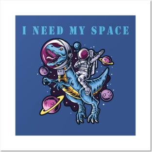 i need space astronaut dabbing in space on a trex Posters and Art